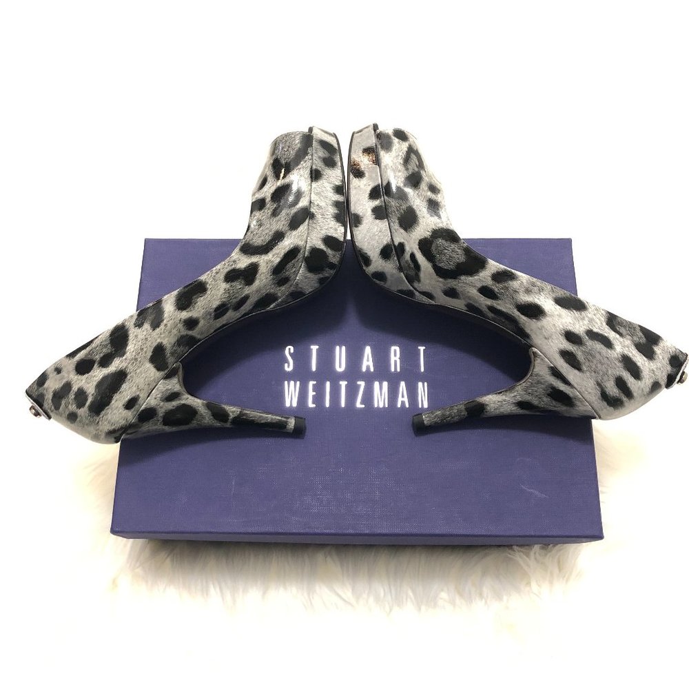 ✨ HOST PICK✨*BRAND NEW* Stuart Weitzman Leopard Print Peep Toe Heels - Size 6.5 - Picture 4 of 11